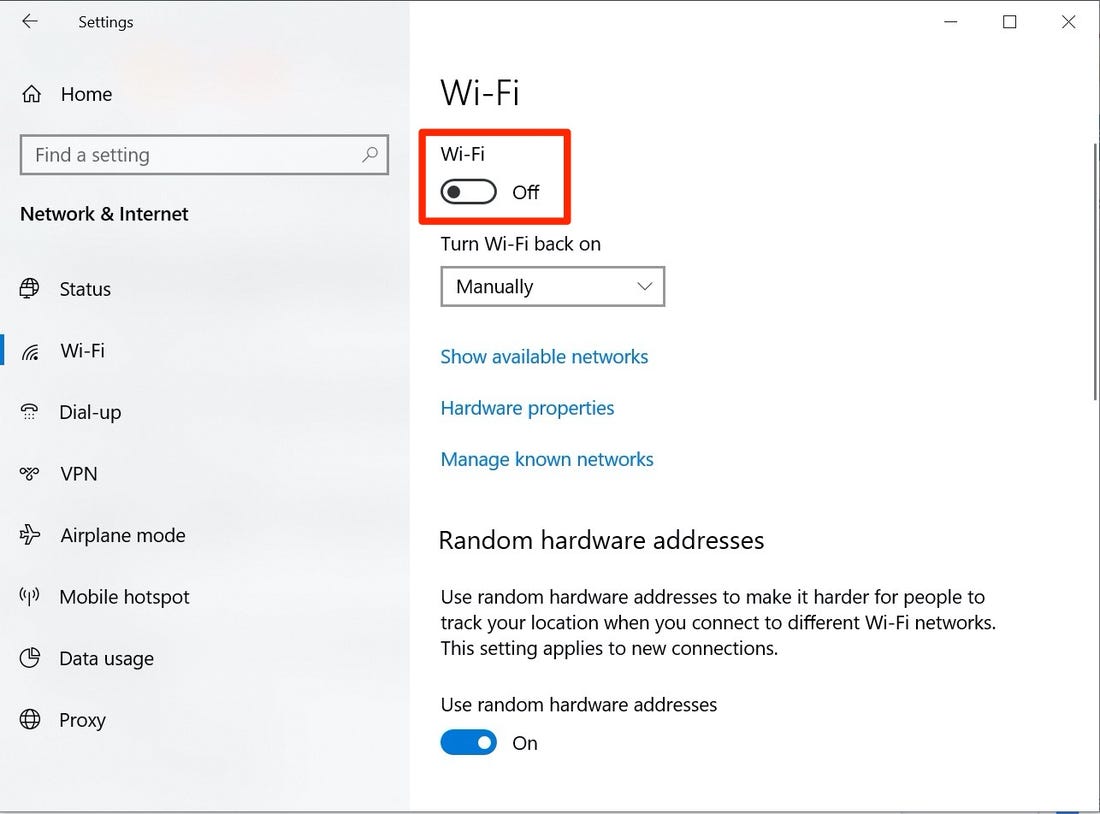 Включение Wi-Fi