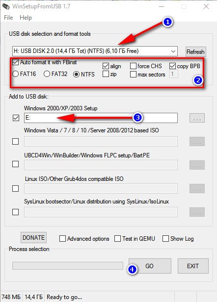 WinSetupFromUSB - Создайте загрузочную флешку с Windows XP