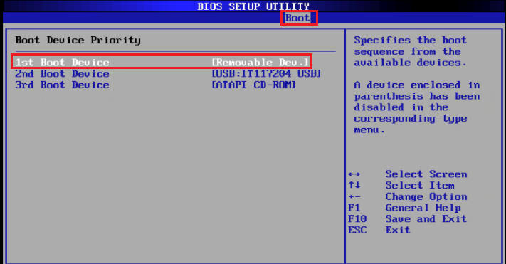 приоритет загрузки BIOS