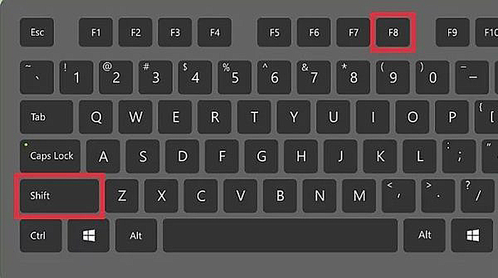 Перезагрузите компьютер и нажмите клавиши «Shift + F8» в начале его запуска
