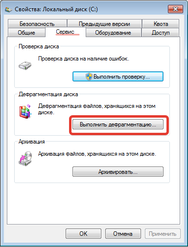 Vai al menu _Esegui deframmentazione_