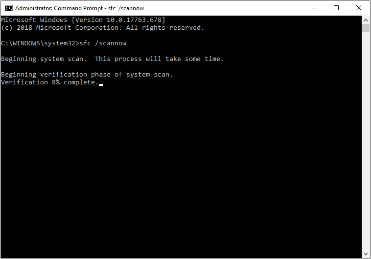 Запустите sfc / scannow, чтобы исправить ошибку BSOD Windows 10 dxgkrnl.sys