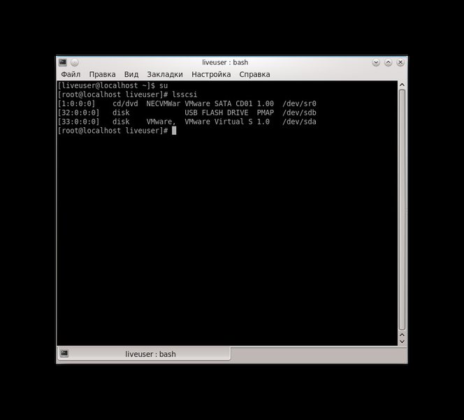 Консольный этап выполнения восстановления SSD в Lunix